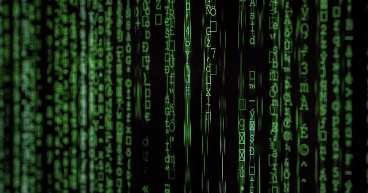 green matrix code screen rain